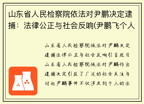山东省人民检察院依法对尹鹏决定逮捕：法律公正与社会反响(尹鹏飞个人资料)